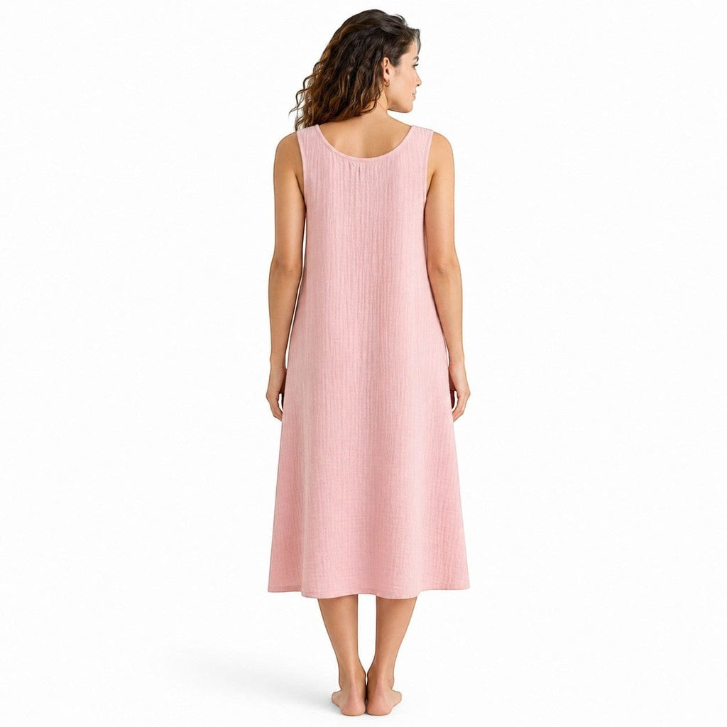 Robe de Chambre Femme Coton Uni Sans Manches Courte