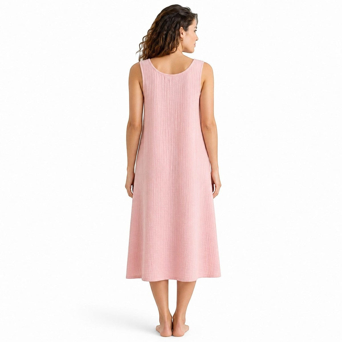Robe de Chambre Femme Coton Uni Sans Manches Courte