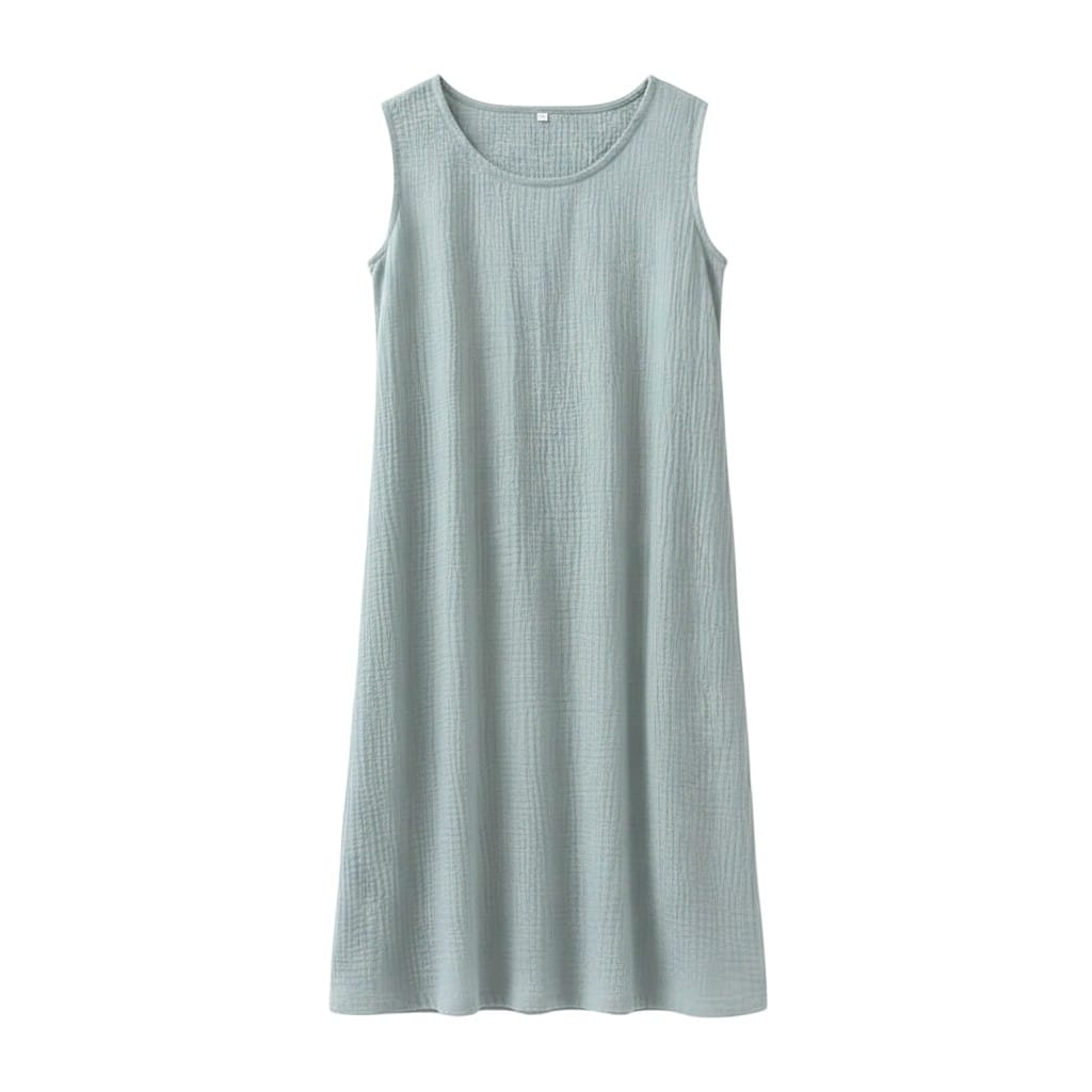 Robe de Chambre Femme Coton Uni Sans Manches Courte