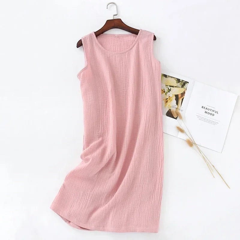 Robe de Chambre Femme Coton Uni Sans Manches Courte