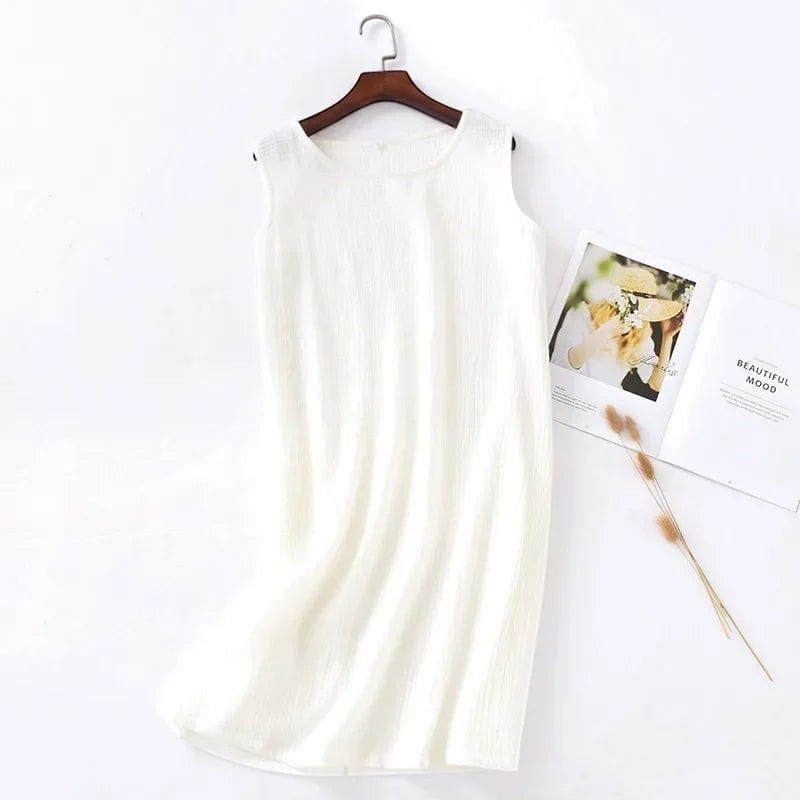 Robe de Chambre Femme Coton Uni Sans Manches Courte