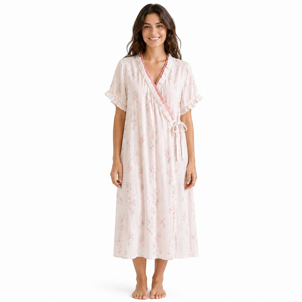 Robe de Chambre Femme Fibre de Bambou Kimono Fleuri