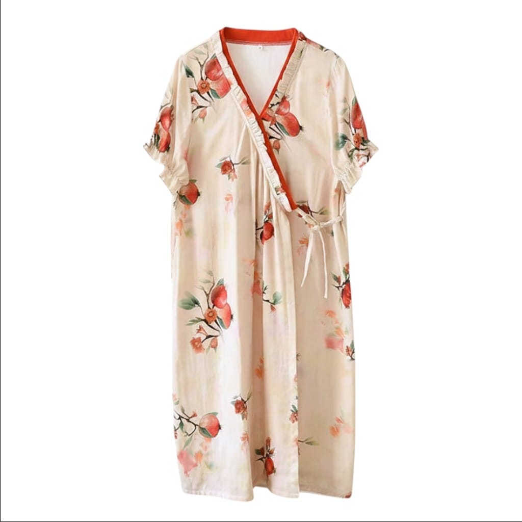 Robe de Chambre Femme Fibre de Bambou Kimono Fleuri
