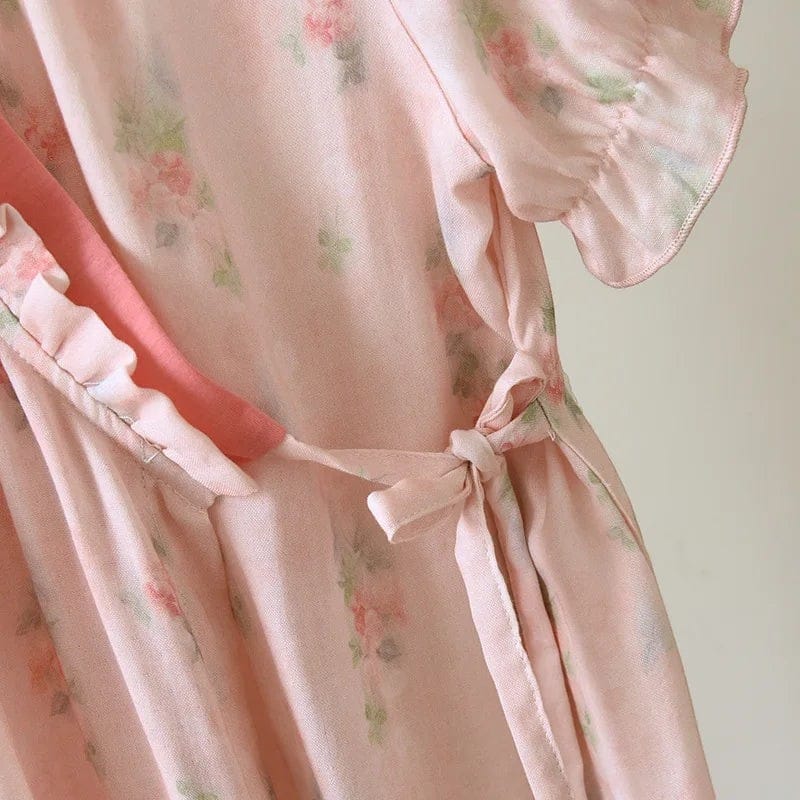 Robe de Chambre Femme Fibre de Bambou Kimono Fleuri