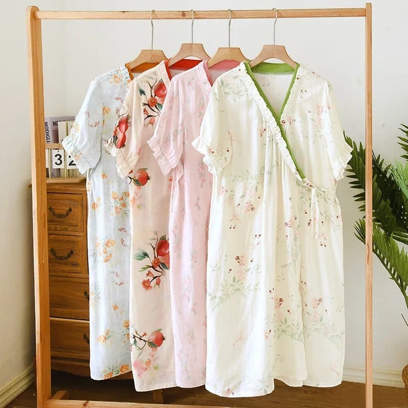 Robe de Chambre Femme Fibre de Bambou Kimono Fleuri