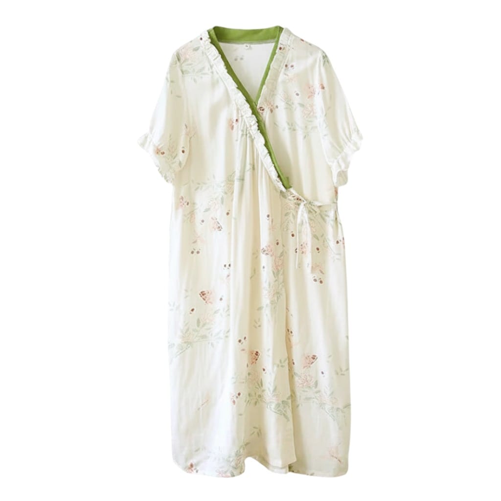 Robe de Chambre Femme Fibre de Bambou Kimono Fleuri