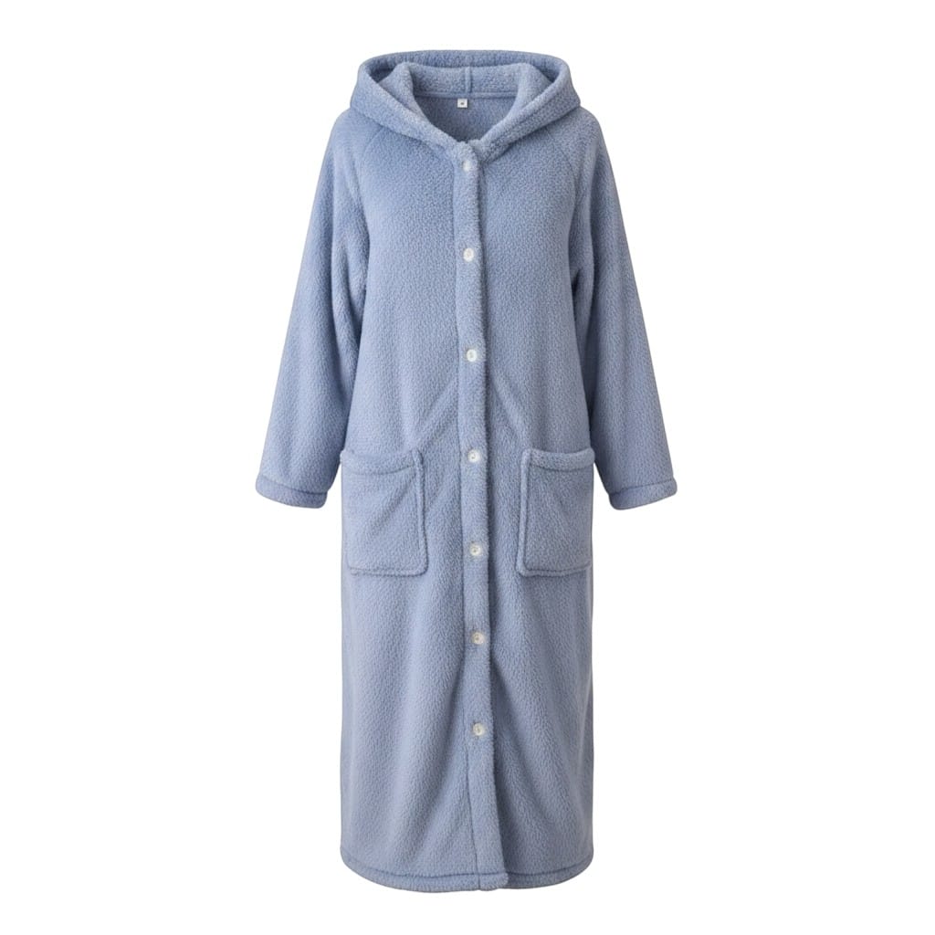 Robe de Chambre Femme Flanelle à Capuche Douce Hiver