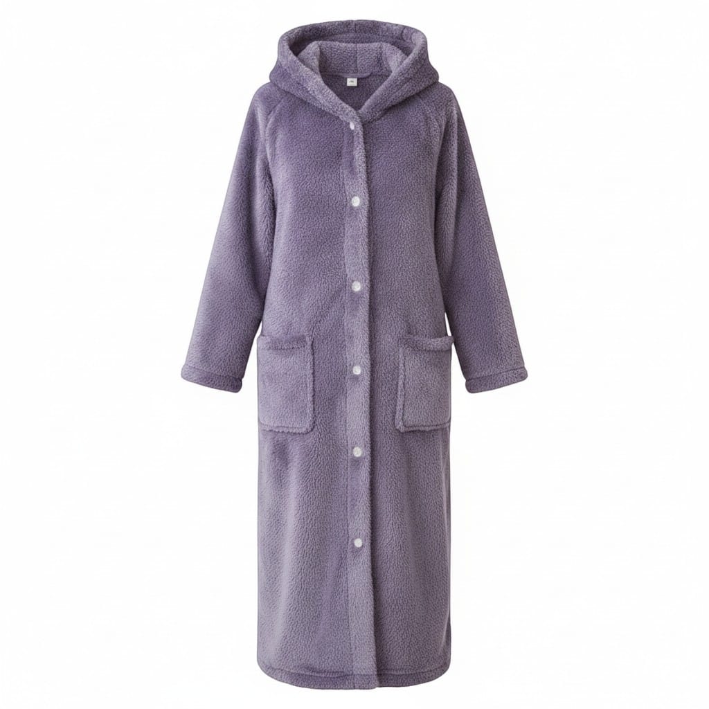 Robe de Chambre Femme Flanelle à Capuche Douce Hiver
