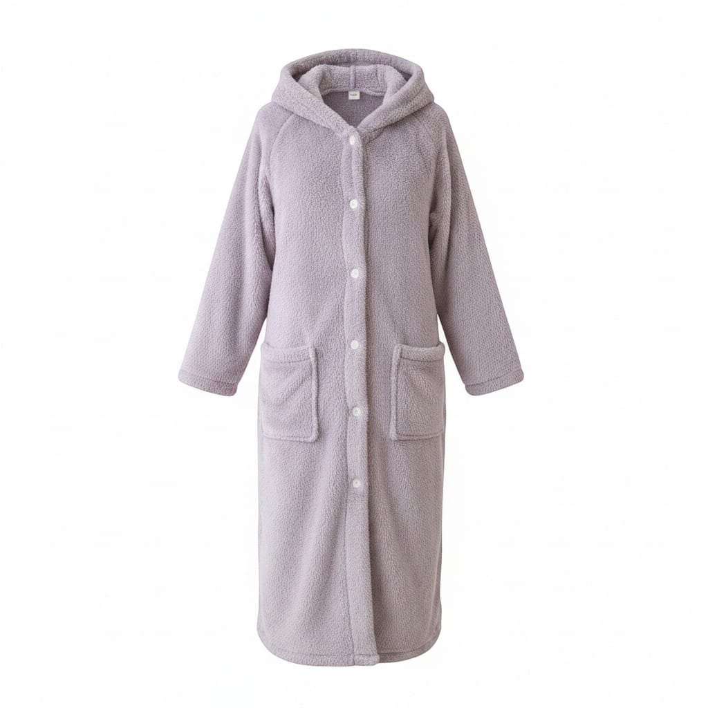 Robe de Chambre Femme Flanelle à Capuche Douce Hiver