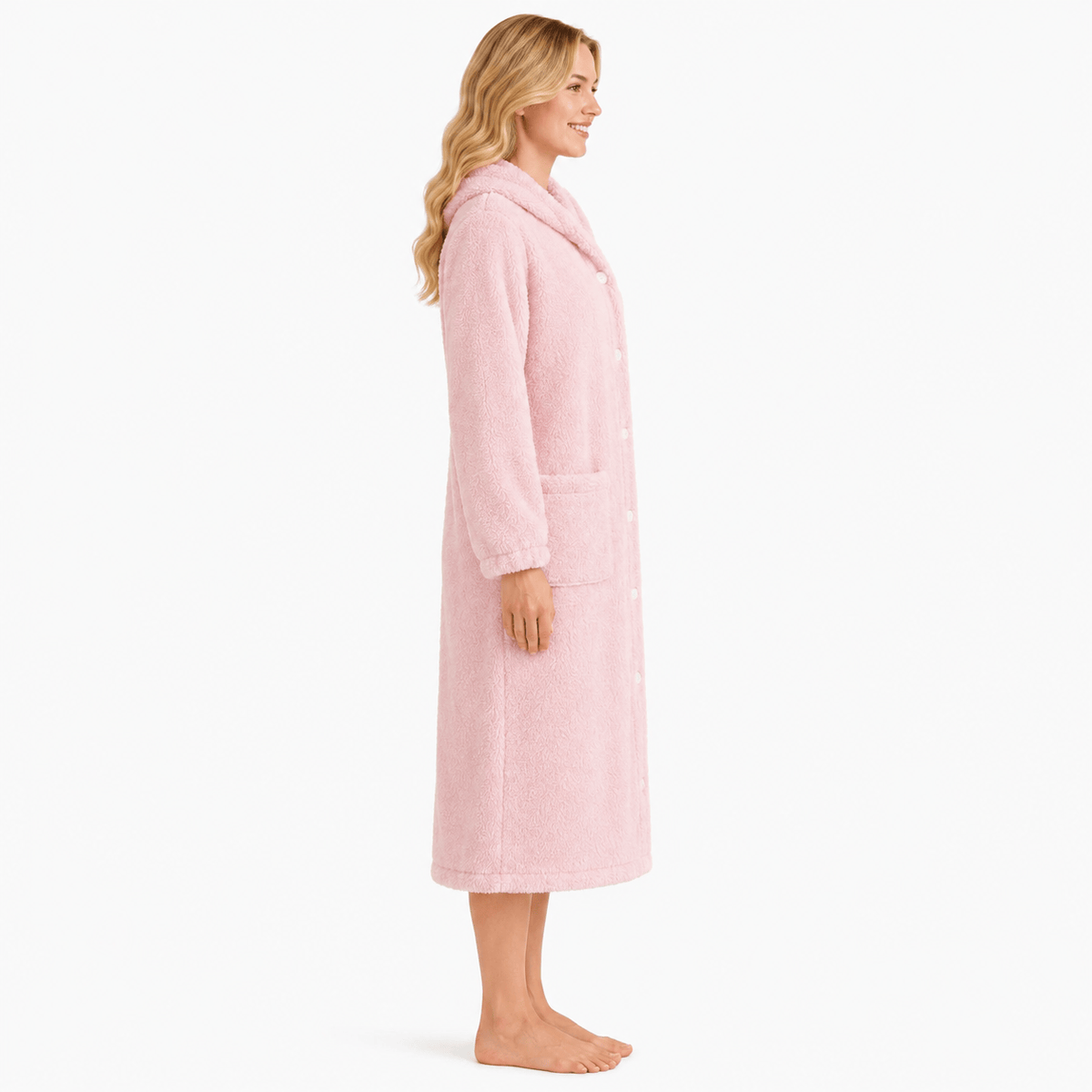 Robe de Chambre Femme Flanelle à Capuche Douce Hiver