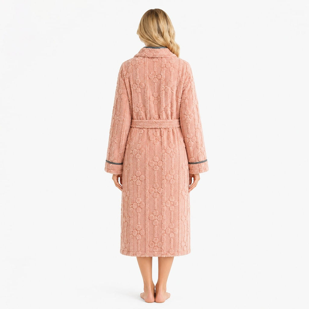 Robe de Chambre Femme Flanelle Boutonnée Col Montant