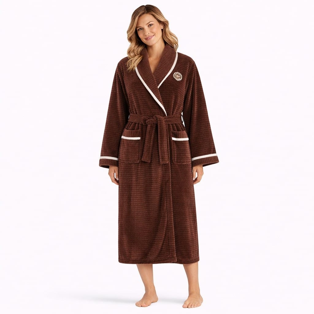 Robe de Chambre Femme Flanelle Épais Rayé