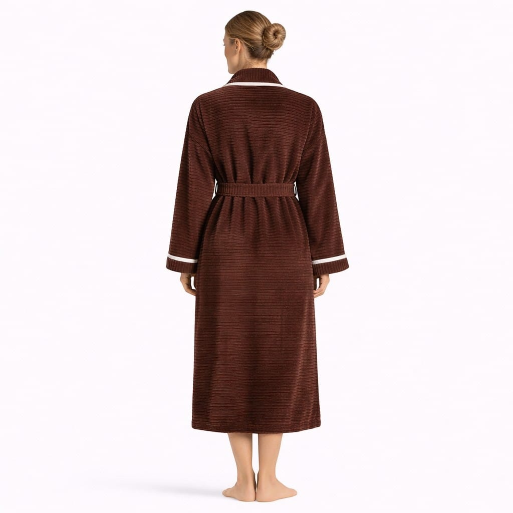 Robe de Chambre Femme Flanelle Épais Rayé