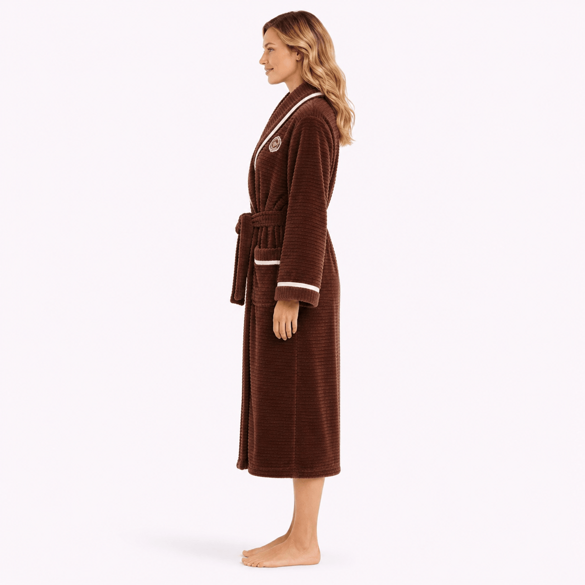 Robe de Chambre Femme Flanelle Épais Rayé