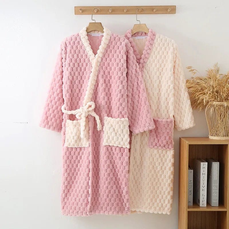 Robe de Chambre Femme Flanelle Patchwork Confort Hiver