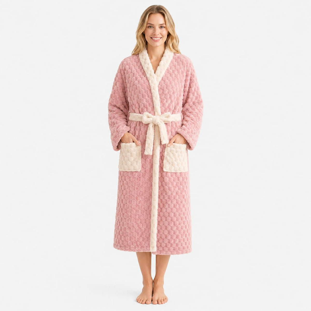 Robe de Chambre Femme Flanelle Patchwork Confort Hiver