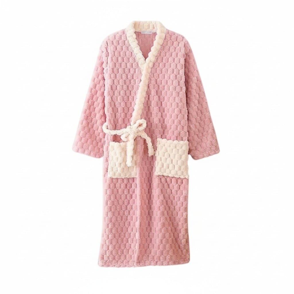 Robe de Chambre Femme Flanelle Patchwork Confort Hiver