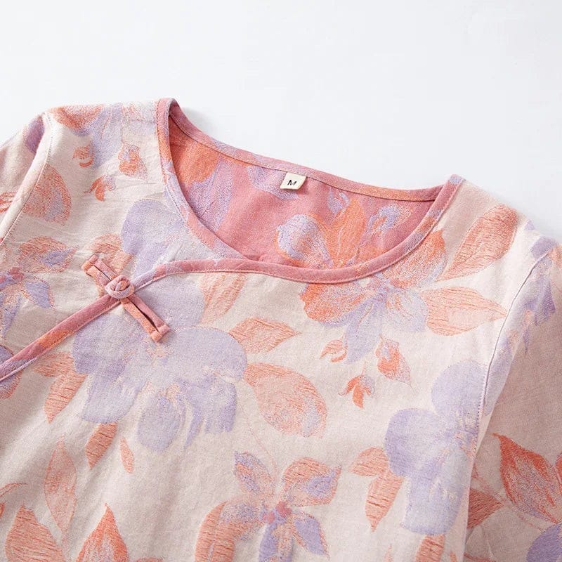Robe de Chambre Femme Gaze Double Épaisseur Style Ethnique Image