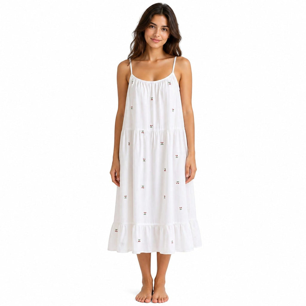 Robe de Chambre Femme Imprimé Cerises Bretelles Fines