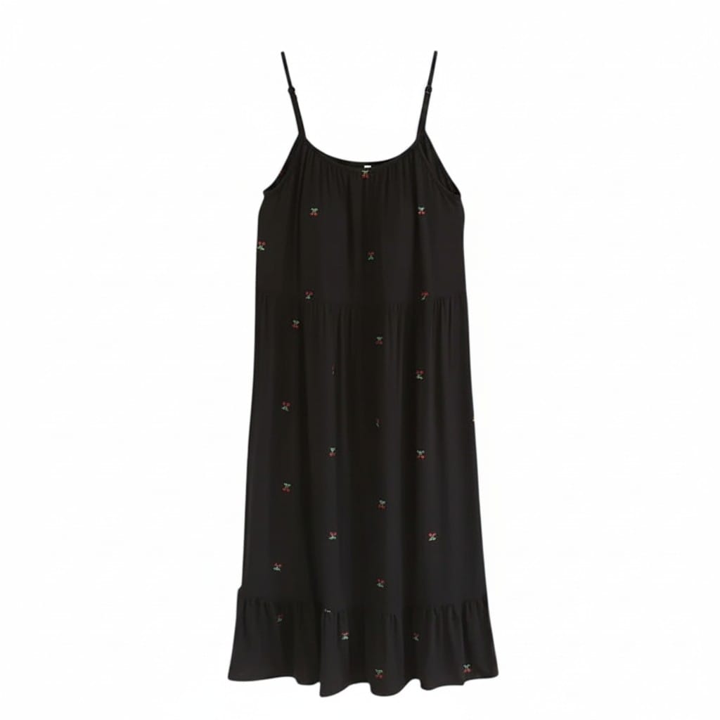 Robe de Chambre Femme Imprimé Cerises Bretelles Fines