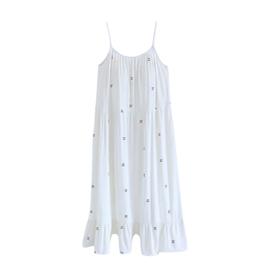 Robe de Chambre Femme Imprimé Cerises Bretelles Fines