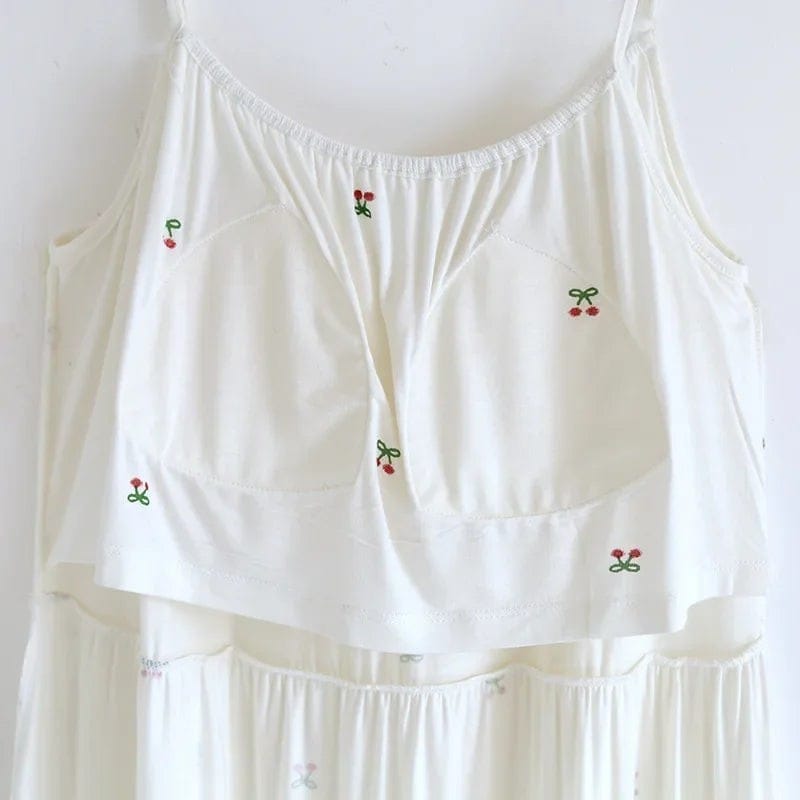 Robe de Chambre Femme Imprimé Cerises Bretelles Fines Image