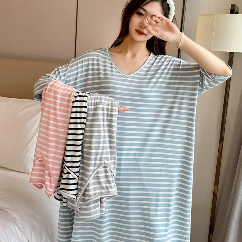 Robe de Chambre Femme Léger Rayée