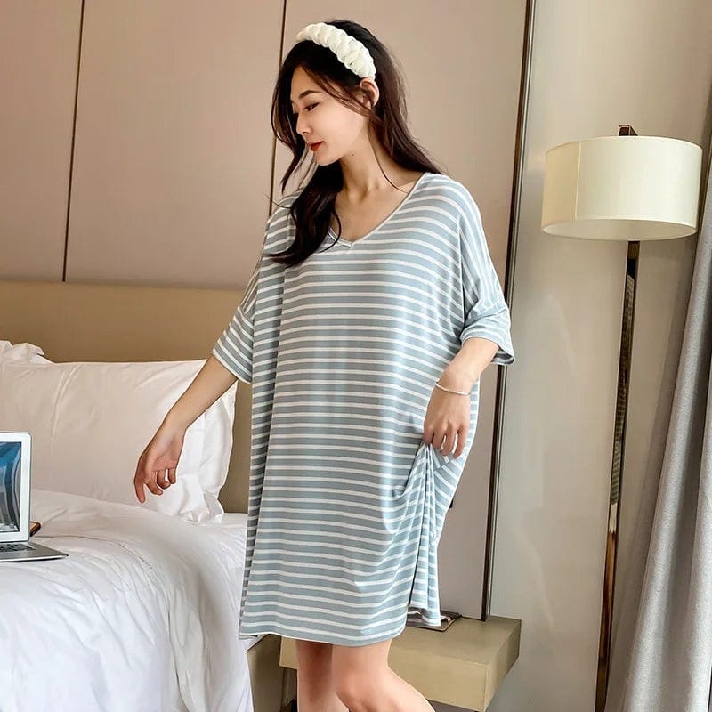 Robe de Chambre Femme Léger Rayée