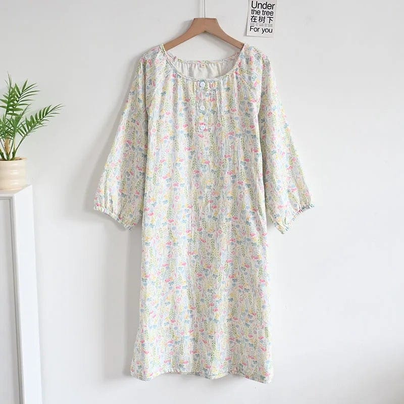 Robe de Chambre Femme Longue Boutonnée Manches 3/4