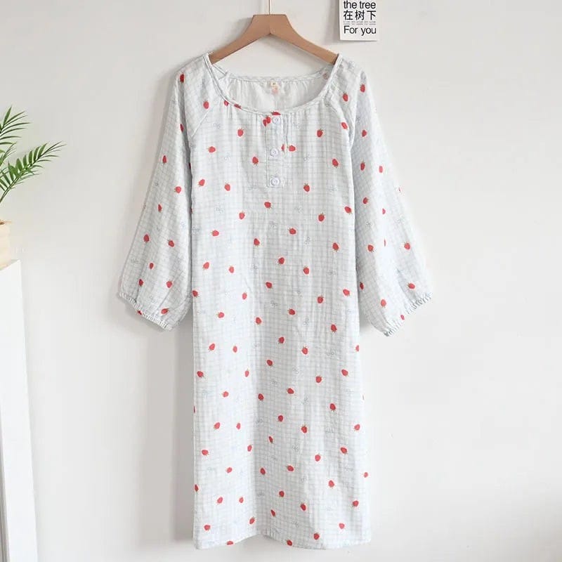 Robe de Chambre Femme Longue Boutonnée Manches 3/4