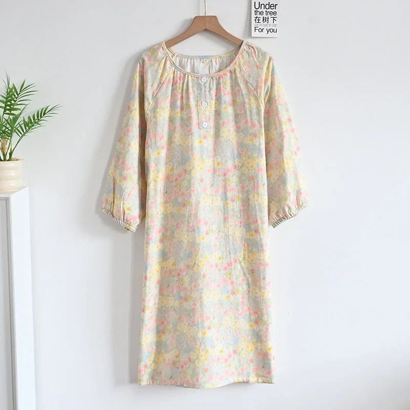 Robe de Chambre Femme Longue Boutonnée Manches 3/4