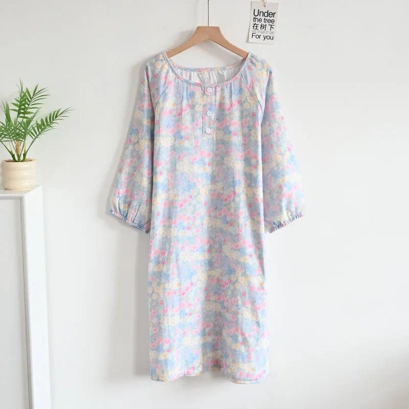 Robe de Chambre Femme Longue Boutonnée Manches 3/4