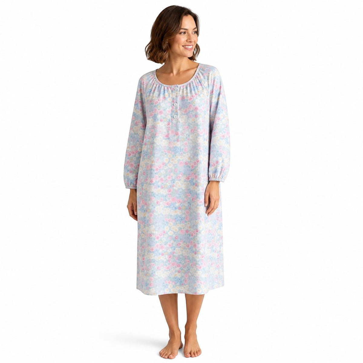 Robe de Chambre Femme Longue Boutonnée Manches 3/4