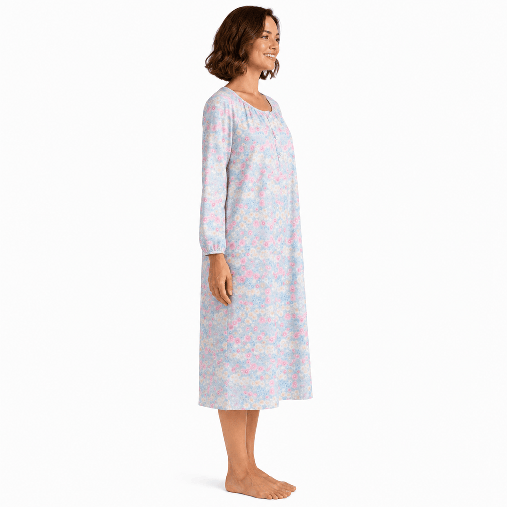 Robe de Chambre Femme Longue Boutonnée Manches 3/4