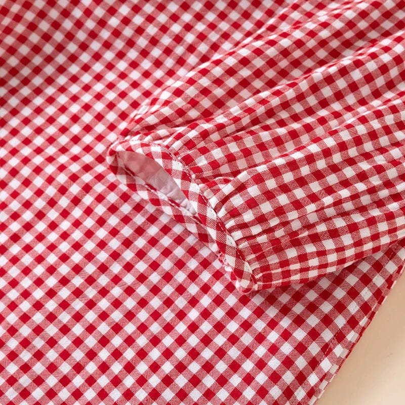 Robe de Chambre Femme Longue Carreaux Boutonnée Manches 3/4