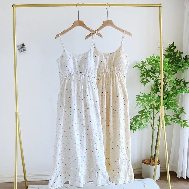 Robe de Chambre Femme Longue Imprimée Bretelles Été