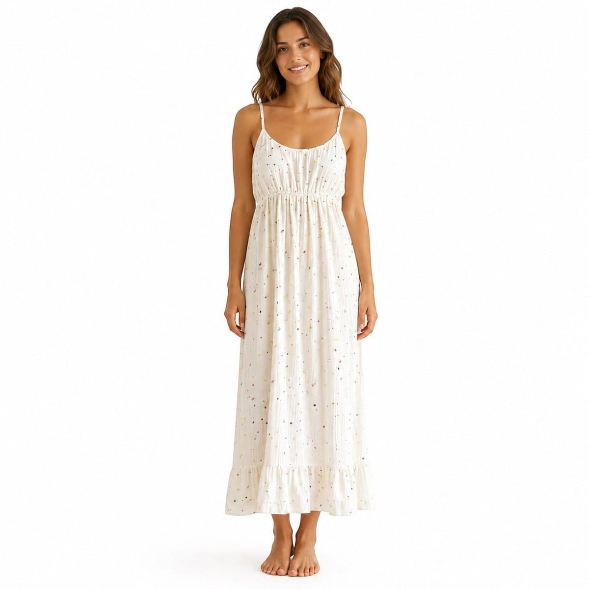 Robe de Chambre Femme Longue Imprimée Bretelles Été
