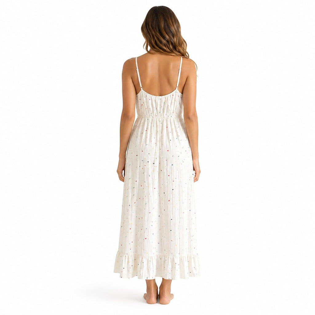 Robe de Chambre Femme Longue Imprimée Bretelles Été