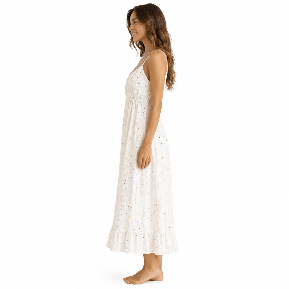 Robe de Chambre Femme Longue Imprimée Bretelles Été