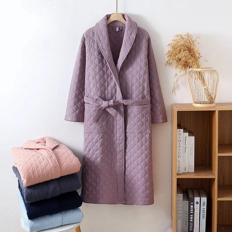 Robe de Chambre Femme Matelassée Coton Chaude Hiver