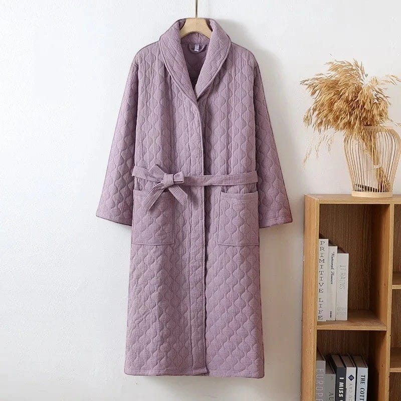 Robe de Chambre Femme Matelassée Coton Chaude Hiver