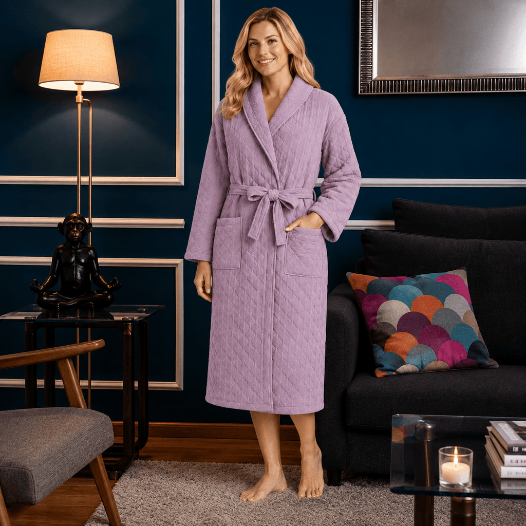 Robe de Chambre Femme Matelassée Coton Chaude Hiver