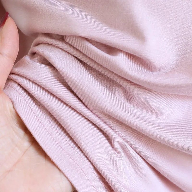Robe de Chambre Femme Modal Uni Mi-Longue Bretelles Fines