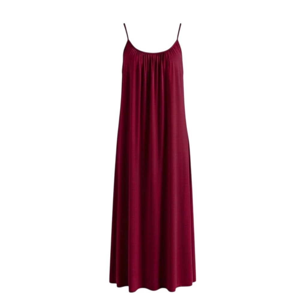 Robe de Chambre Femme Modal Uni Mi-Longue Bretelles Fines
