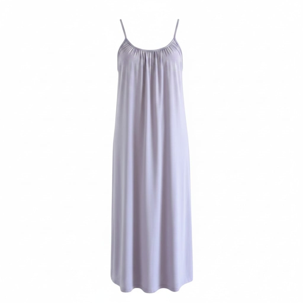 Robe de Chambre Femme Modal Uni Mi-Longue Bretelles Fines