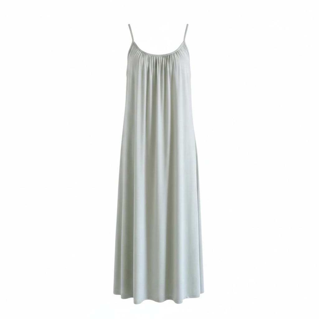 Robe de Chambre Femme Modal Uni Mi-Longue Bretelles Fines