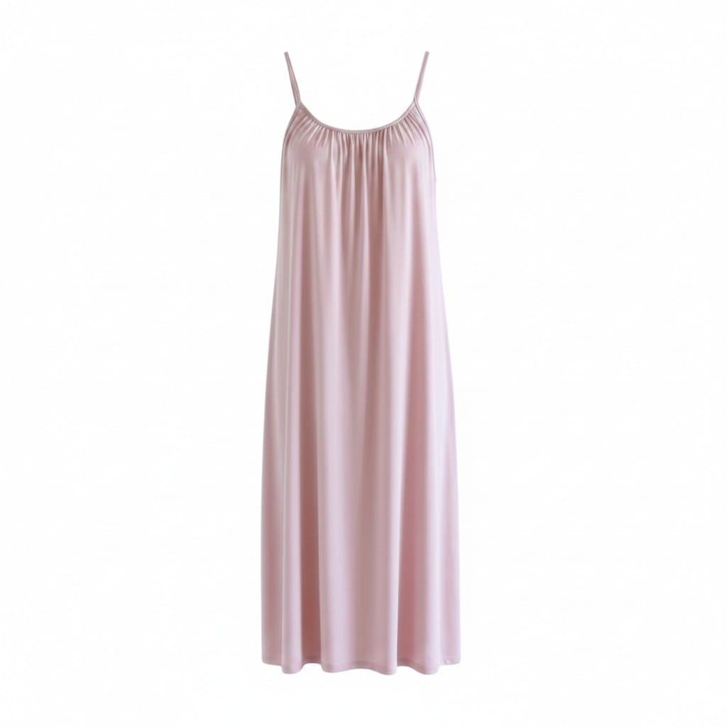 Robe de Chambre Femme Modal Uni Mi-Longue Bretelles Fines