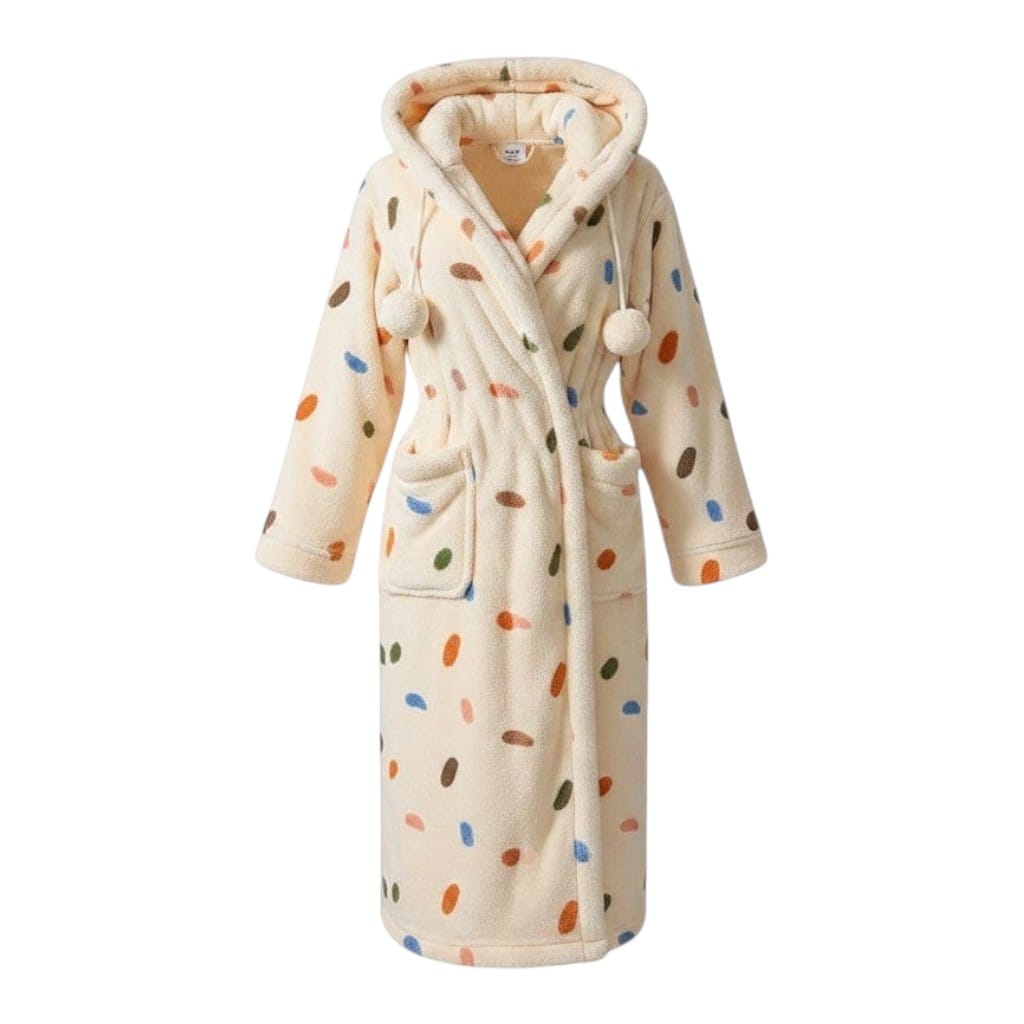 Robe de Chambre Femme Polaire à Capuche Longue