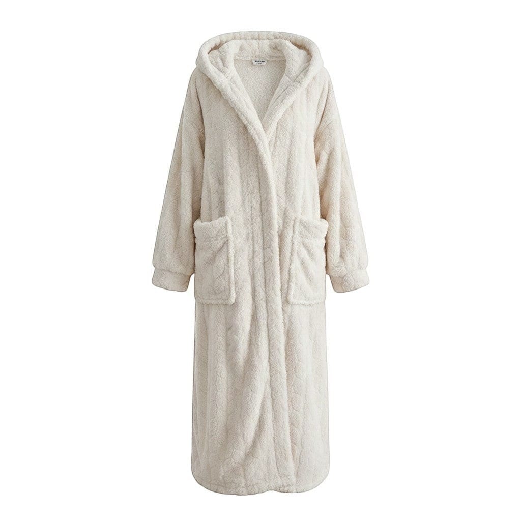 Robe de Chambre Femme Polaire à Capuche Longue