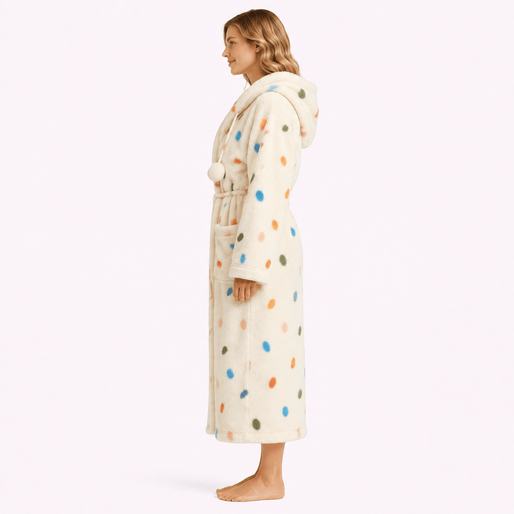 Robe de Chambre Femme Polaire à Capuche Longue